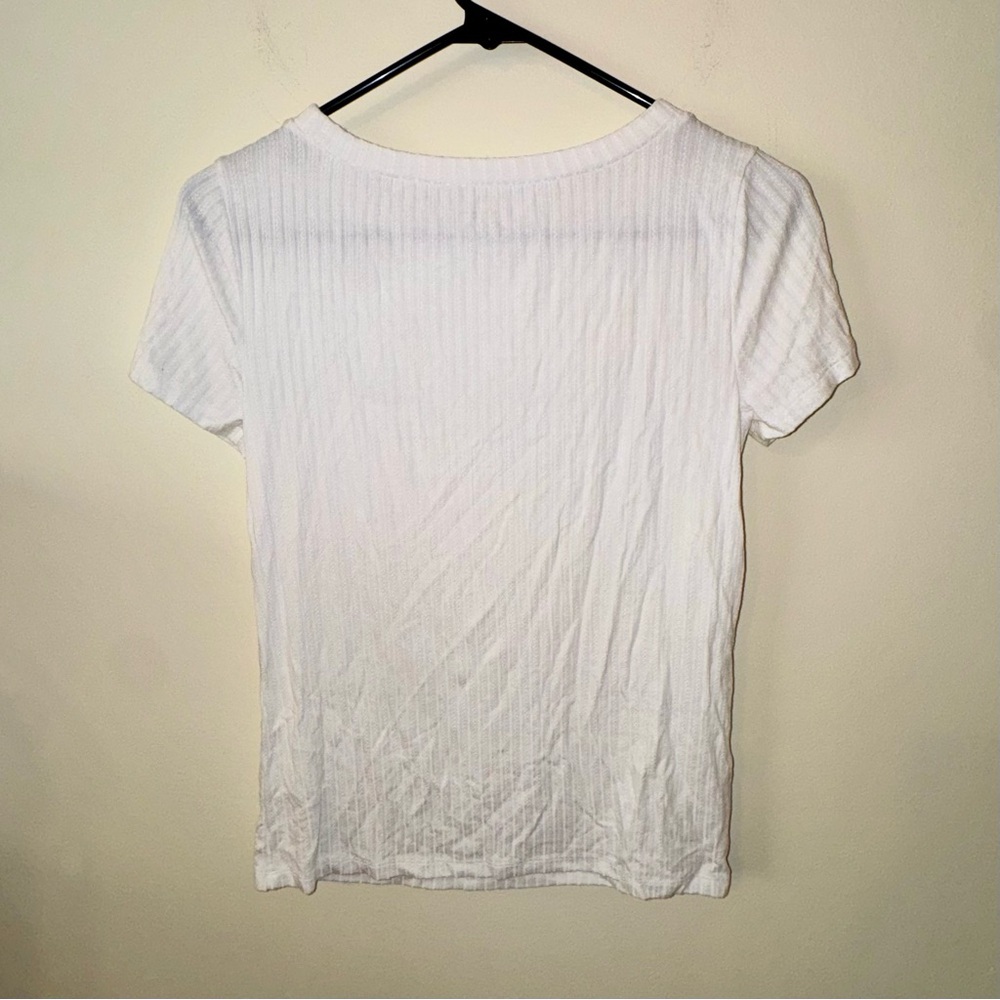 LOFT White Short Sleeve Ruffle Tee - Picture 6 of 8